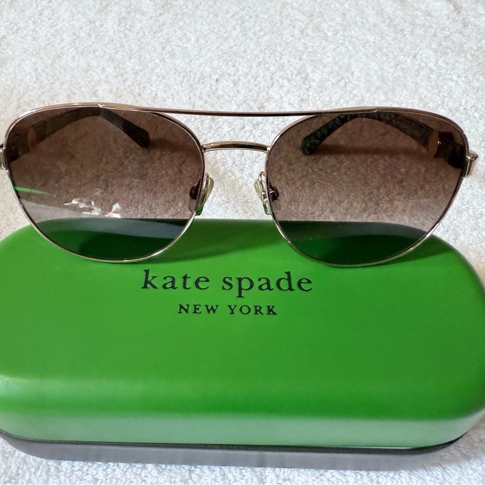 Kate Spade Polarized Silver Aviator Stule Sunglasses - Picture 2 of 6